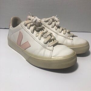 Veja Campo White With Pink Logo Women's Casual Sneaker Size 6